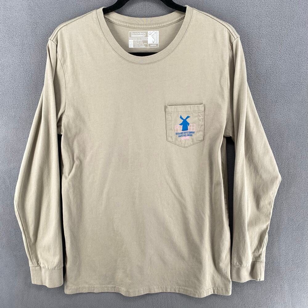 Dutch Bros Coffee Company 1992 Long Sleeve T Shirt Unisex L Beige‎ Oregon